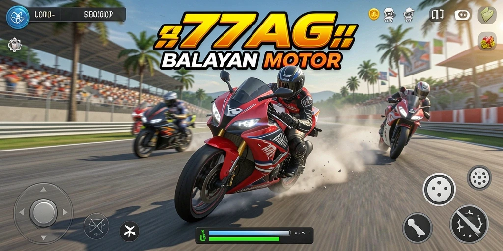 Tampilan gameplay balapan motor yang seru di 77AG.