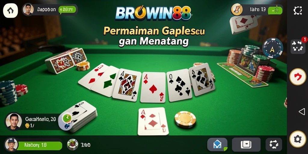 Tampilan gameplay seru BROWIN88 dalam permainan Gaple.