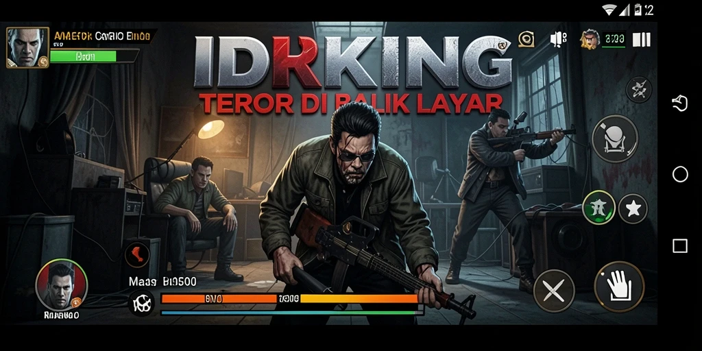 Screenshot gameplay IDRKING menunjukkan ketegangan dan kegelapan.