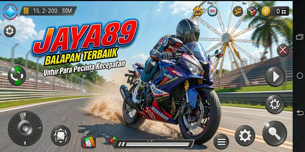 Tampilan gameplay balapan motor yang mendebarkan di JAYA89.