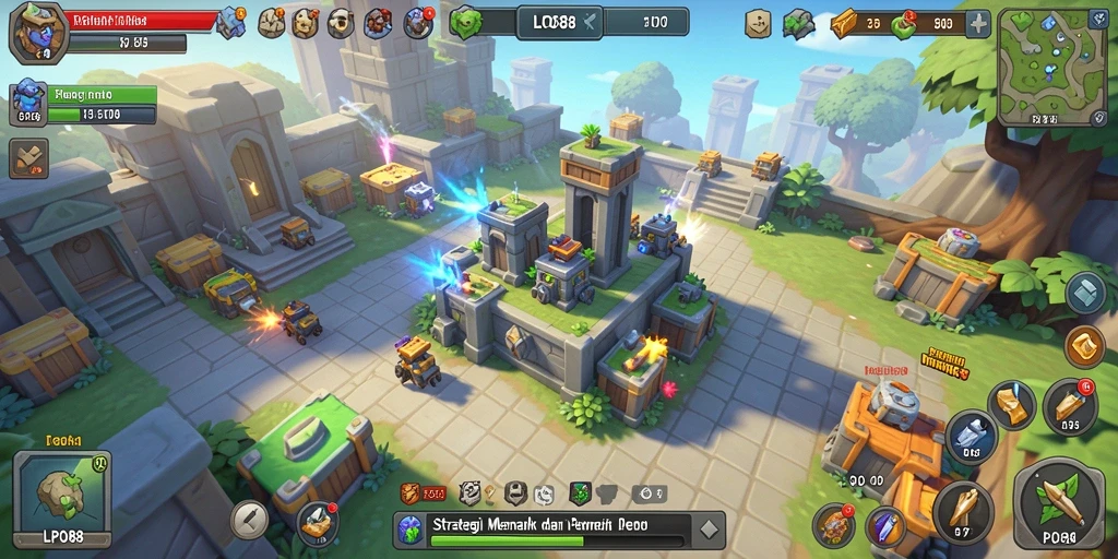 Tampilan gameplay LPO88 yang mendebarkan dalam pertarungan Tower Defense.