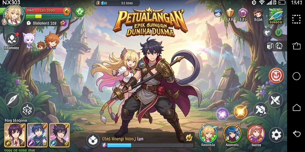 Tampilan gameplay NX303 dengan karakter anime yang menawan.