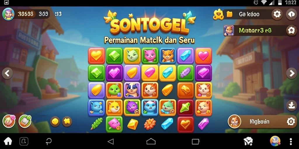 Tampilan gameplay seru di SONTOGEL dengan elemen Match-3.