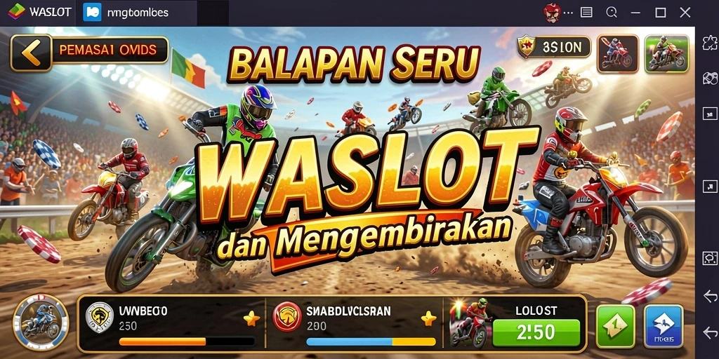 Tampilan gameplay balapan seru di WASLOT dengan berbagai kendaraan.